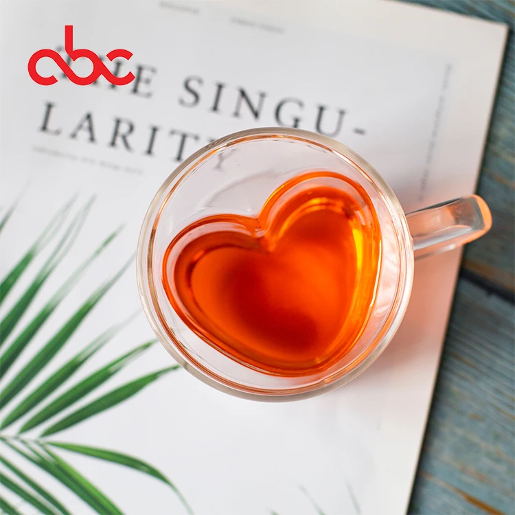 Hot sale Double wall glass cup 250ml Heart Love Shaped Coffee Mug/ Tea Cups Made in China