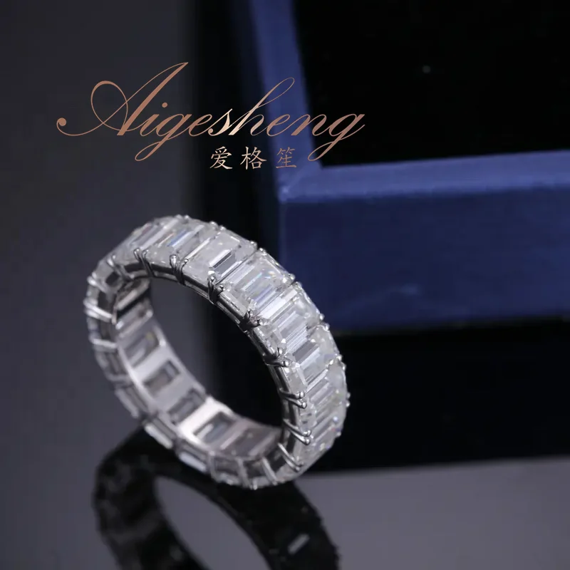 Aigesheng Pure Gold Jewelry Ring Real Diamond Baguette Cut Engagement Ring Wedding Ring For Women