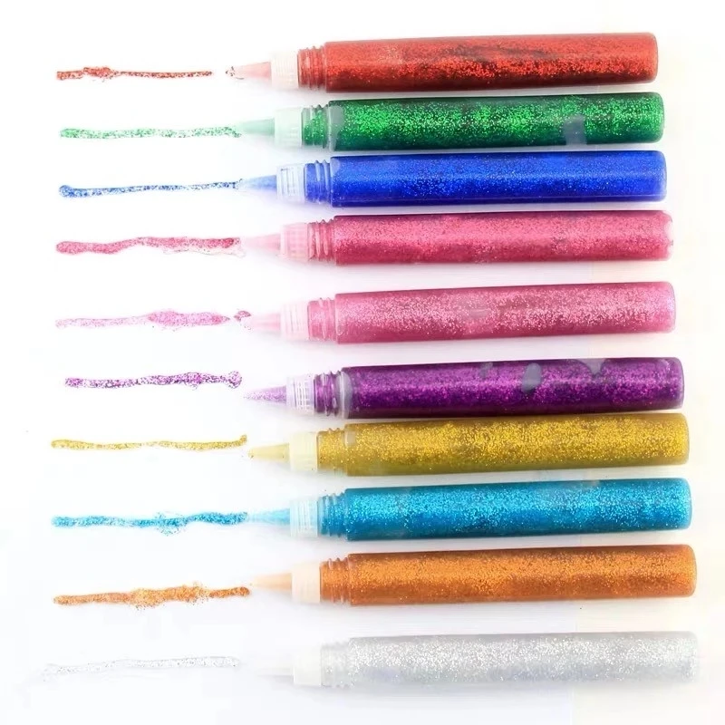 waterproof glitter glue pen for kids DIY painting Glitter Powder Adhesive Child Crafts Drawing glitter glue
