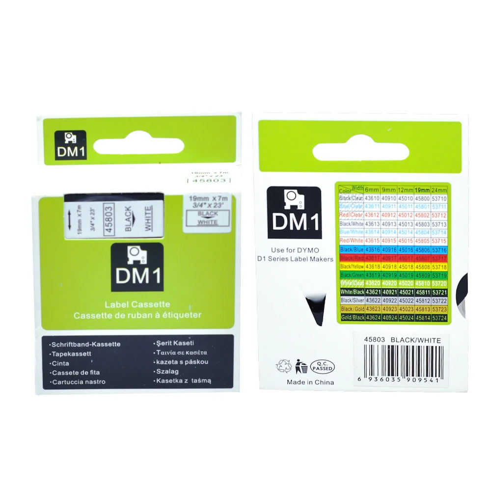 Wholesale 100% compatible DYMO D1 label tape ORISON compatible 19mm DYMO D1 label tape 45803 cassette black on white