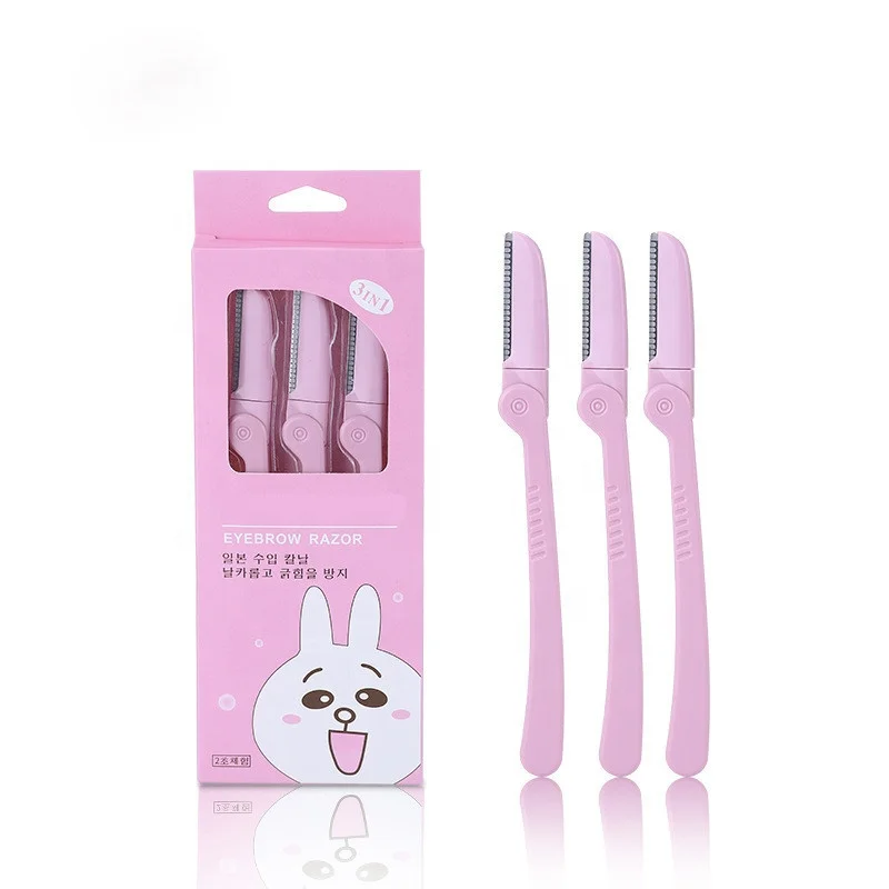 
3Pcs/Pack Pink Eyebrow Trimmer Armpit Hair Razor Beauty Face Eyebrow Shaver Stainless Steel Blades Makeup Tools 