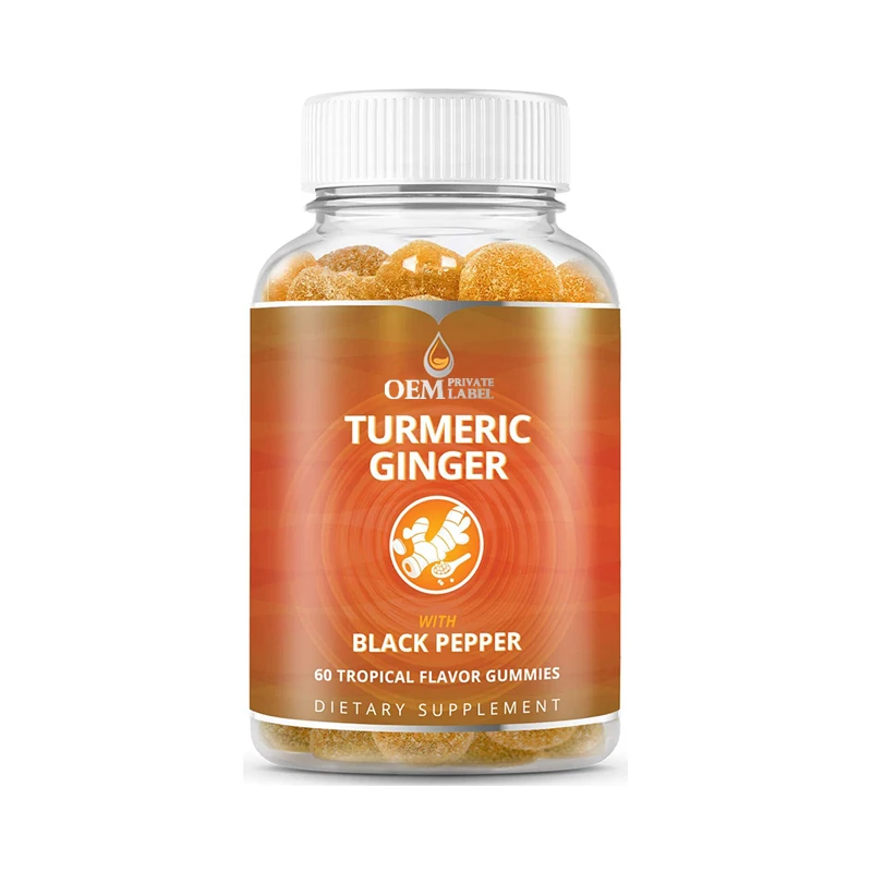 OEM Vegan Turmeric Ginger Gummies and Capsules Antioxidants for Beauty Effective Vegan Curcumin Source