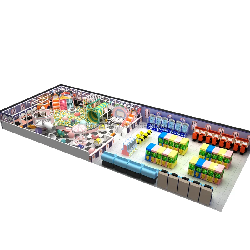 Children Indoor Playground Pretend Dreamland Theme Kids Play Area Indoor Playground Equipment Pastel Color Interactive Equipment
