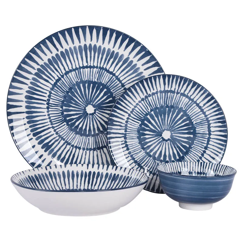  Hot sale high-end blue patterned leaves support custom printed ceramic modern porcelain luxury