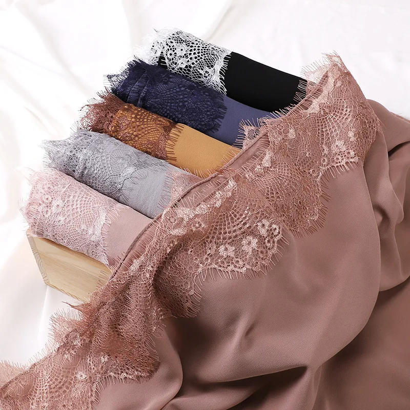 Hot selling new style malaysia style fancy lace chiffon hijab