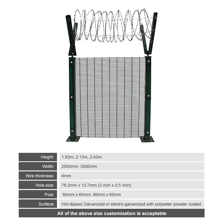 Wholesale 50x200mm mesh warehouse welded security steel fences no climb fence