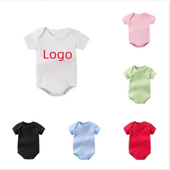 wholesale onesie baby clothes romper plain custom printing short sleeve 100% cotton baby onesie