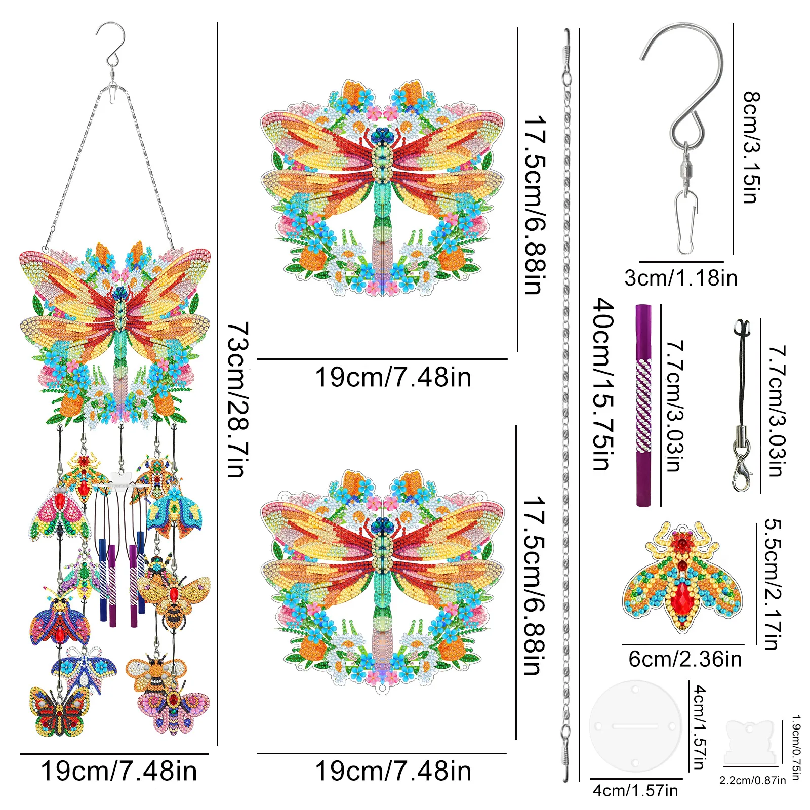 LS 5D diy diamond painting craft kit 3D Christmas Gingerbread House windchime butterfly wind chime hanging decorative pendant
