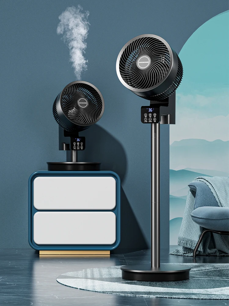 Household air Circulation Fan Vertical Desktop  Electric Fan Humid System 8D air Supply Voice&remote 36 Speed 12h Timing 8inch