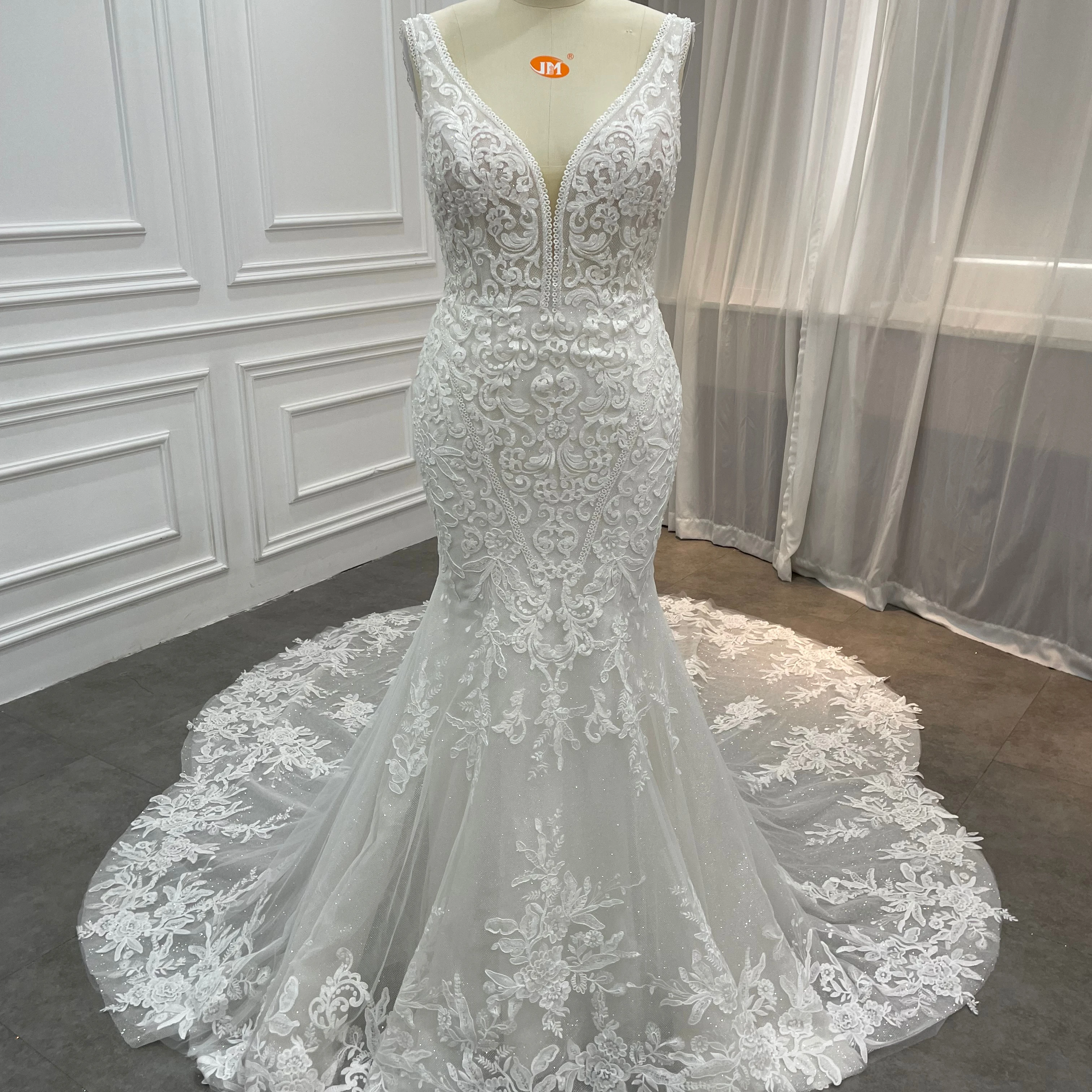 Wholesale Sparkle Tulle Lace Beaded Wedding Dress For Women Bridal Modern Wedding Dress Manufacturers China