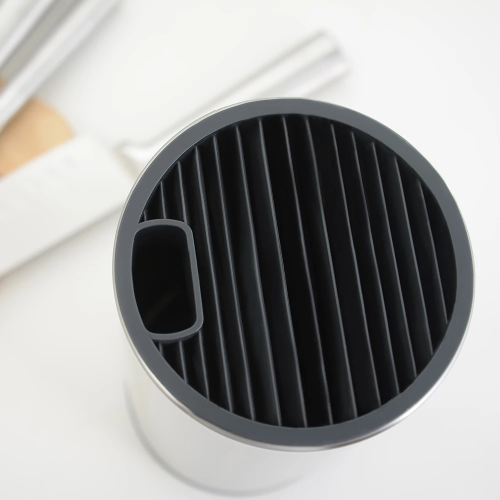 Factory OEM 8 Inch Silver Water Drain Easy Cleaning Chef Kitchen Knife Set Round Stainless Steel Universal Knife Block Holder