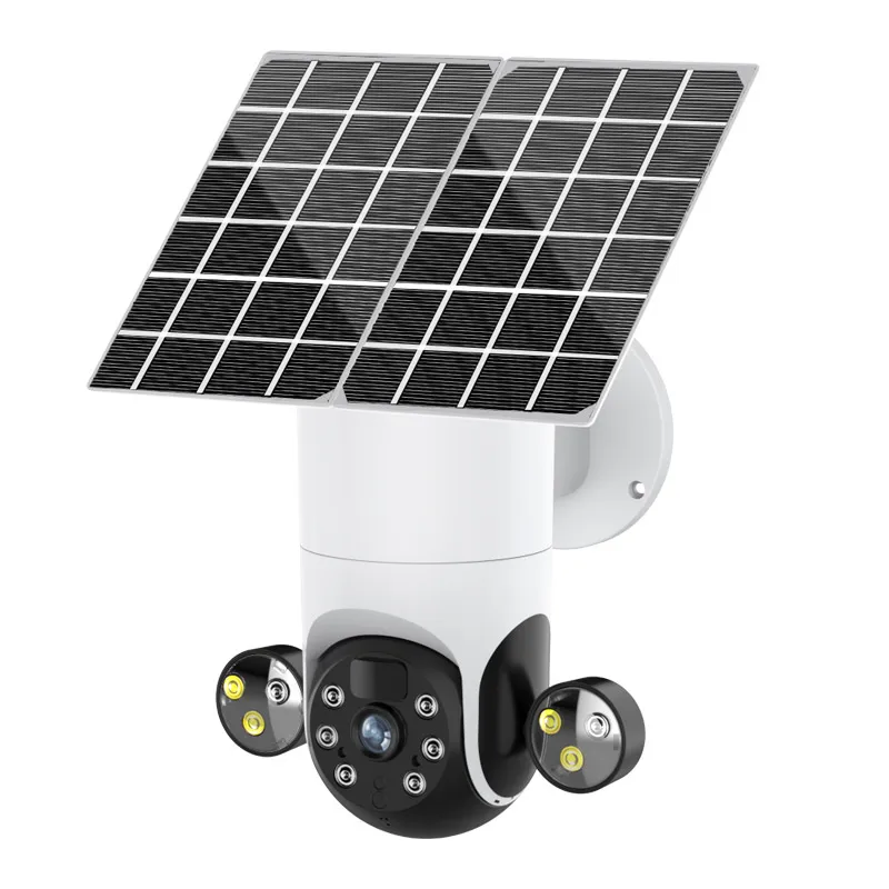 4MP Surveillance Camera Solar WiFi / 4G LTE FDD Outdoor Ptz PIR Flood Light Camera 12000mAh Battery Wireless CCTV Camera