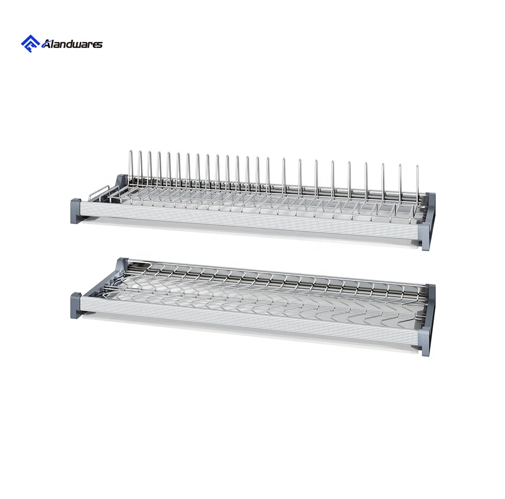 Modern Kitchen Cabinet Accessories Utensils SS Wire Basket Hanging Storage Over the Sink Dish Drying Rack for Wall with Hooks