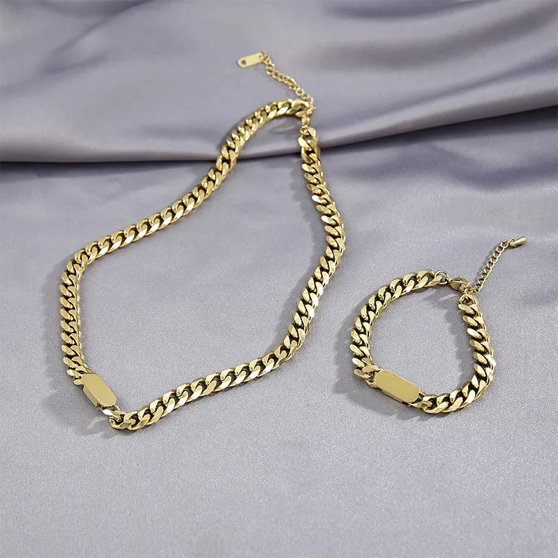 
2021 trendy titanium steel men cuban chain necklace fashion 