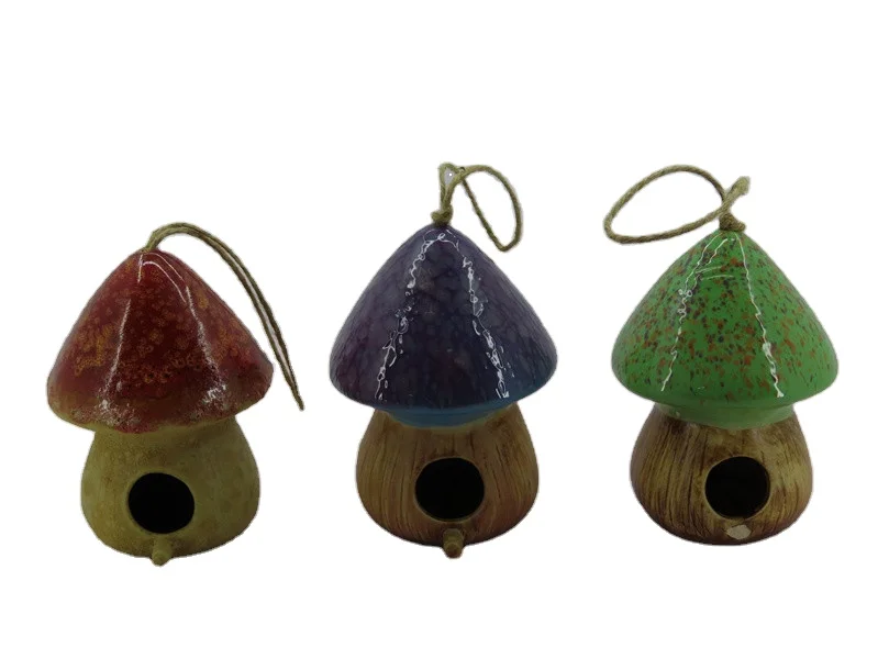 Custom Decorative ceramic Birdhouse Creative Wooden Hanging Bird House for Small Bird DIY Birdcage Making or Decoration