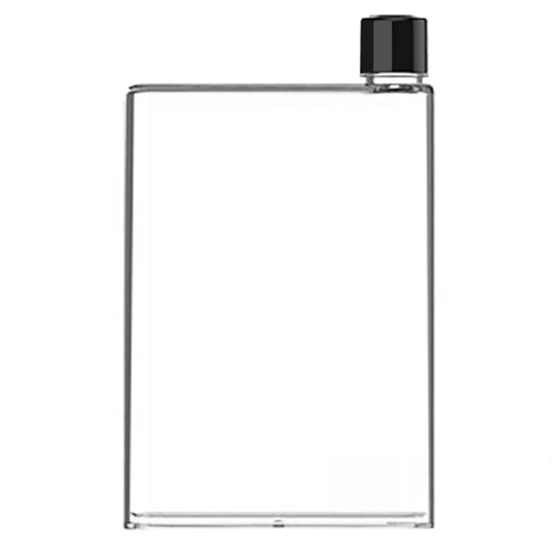 Paper Notebook Drink Bottle A4 A5 A6 Clear Square Flat Shaped Plastic Water Bottle