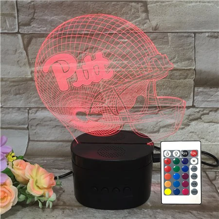 NFL team football helmet designs led 3d optical lamp wireress rechargeable bluetooth speaker lamp with remote
