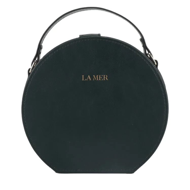 Custom PU Leather Round Travel Handle Cosmetic Case Toiletry Vanity Box Make Up Accessories Organizers Makeup Box