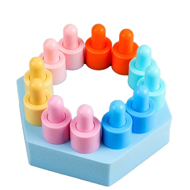 18/415 smooth closure pink yellow blue green dropper cap with pipette and rubber bulb