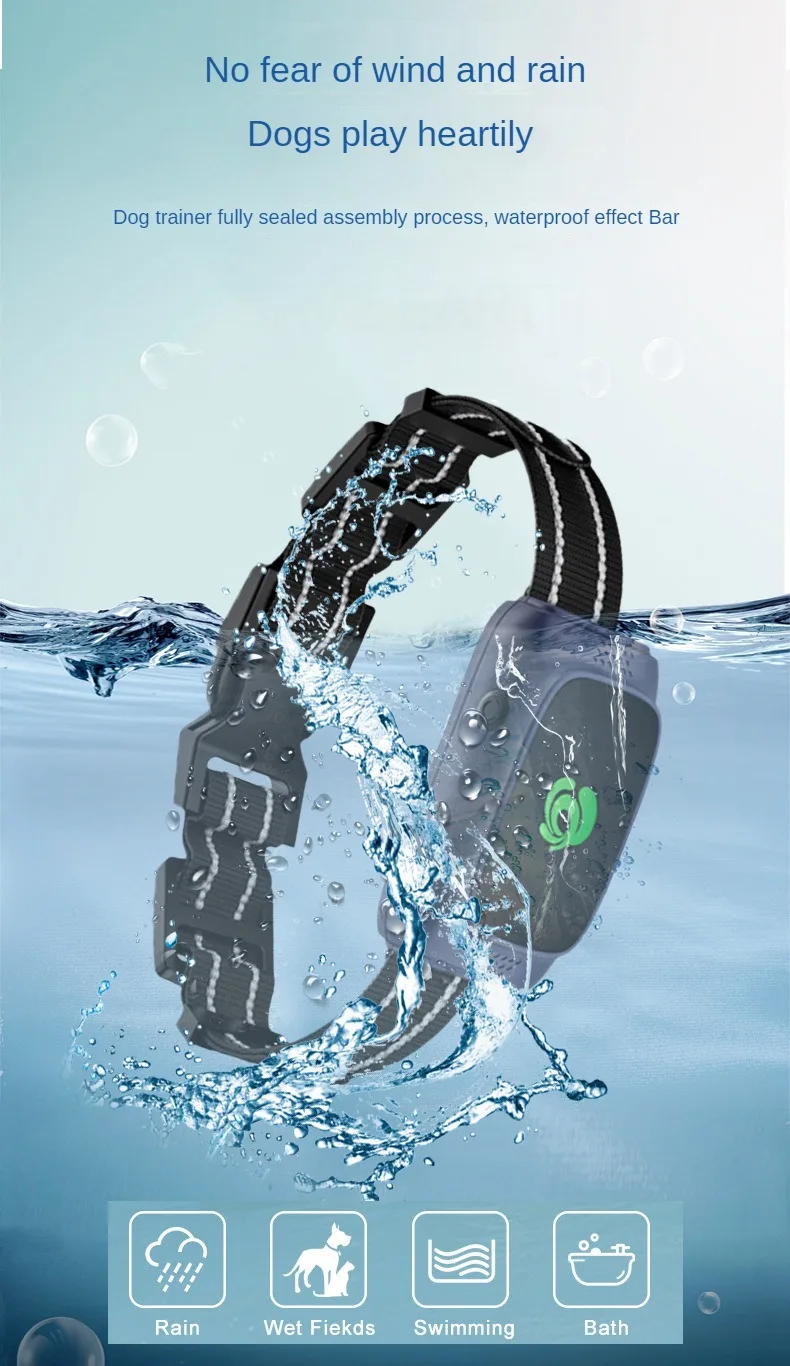 Remote-Controlled Dog Training Collar for Barking and Biting Control with IPX7 Waterproof Design
