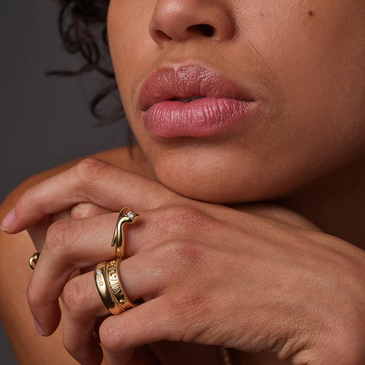 Slovehoony S925 Sterling Sliver Cute Snake Shiny Zircon Twist Chubby Wholesale Personality Gold Plated Jewelry Rings For Women