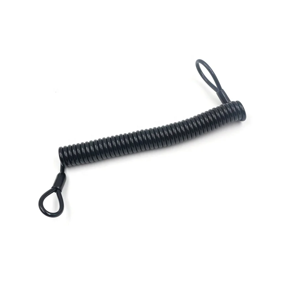 3.2mm plastic PVC coil lanyard cable with loop on both ends for safety