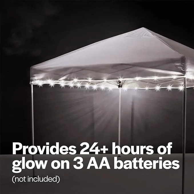 Outdoor LED Awning Tent Light String 40ft White Shade Instant Pop-up Canopy 25.4cm x 25.4cm Camping Tent with White Shade Light