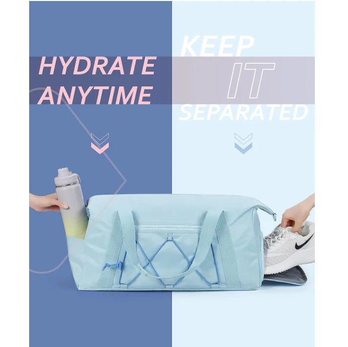 Premium Lightweight Weekender Gym Sports Duffle Bag  With Shoe Compartment For Women Girl Lady