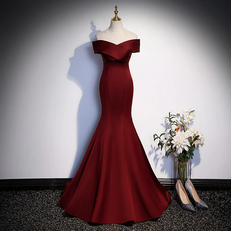 High Quality Red Bow Trumpet Women Dress Formal Gown Slim Fitting Floor Length Festival Party Gown for Women Vestidos De Noche