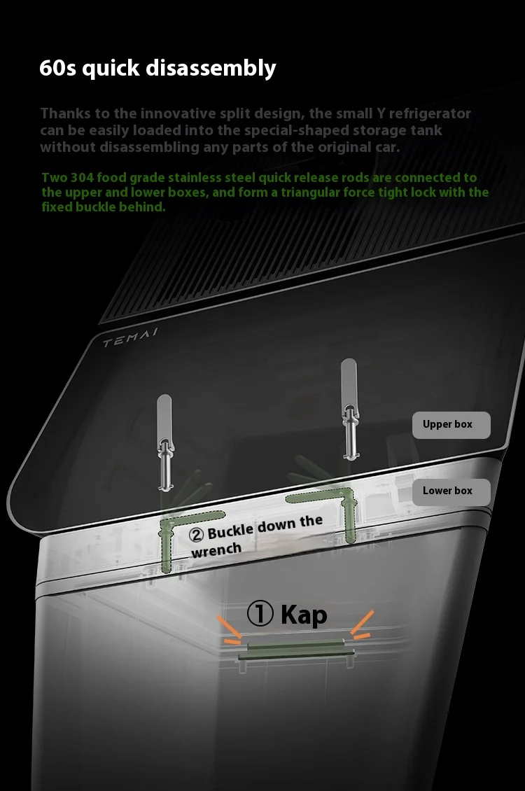 Practical Ice Maker Portable Freezer Refrigerator Black Green Dual Zone 15L Car Fridge for  Model 3/Y