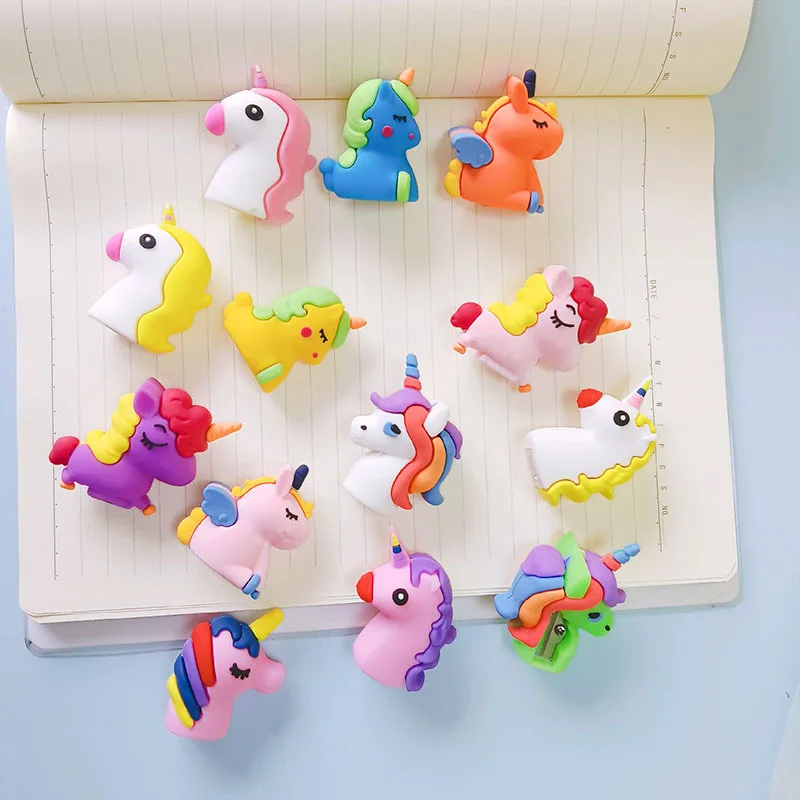 Customizable Pvc Soft Glue Unicorn Pencil Sharpener Cartoon Cute Animal Student Pencil Sharpeners For Kids School Stationery