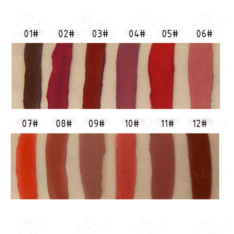 Low Moq Oem 12 Colors Gradient Round Tube Long Lasting Customized Logo Vegan Nude Liquid Private Label Matte Lip Stick Lipsticks