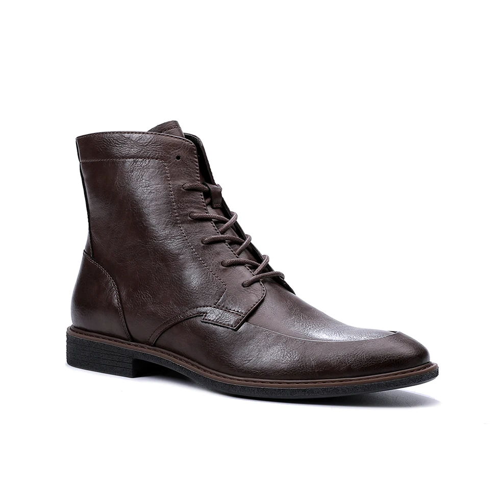 
Quality Stylish Custom Winter Flat Mens Lace Up High Ankle Boots 
