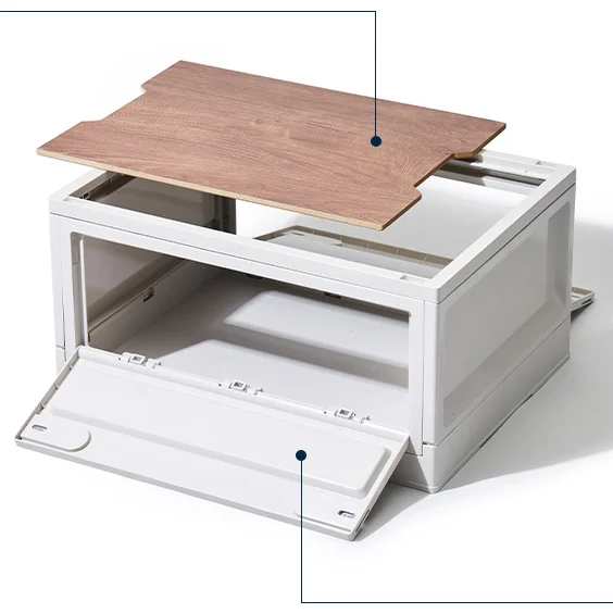 Outdoor folding storage box camping collapsible storage containers multifunctional foldable storage box with wooden lid