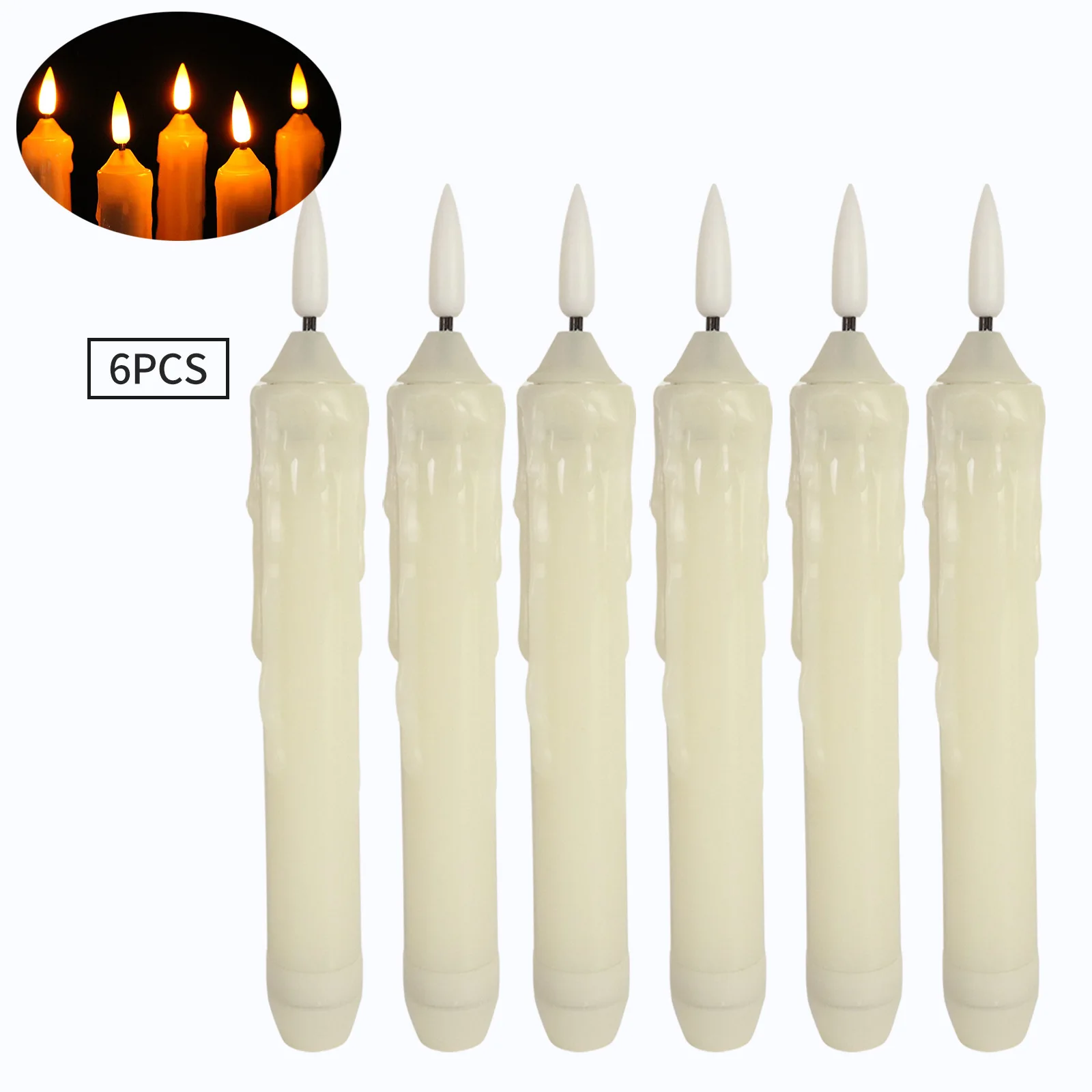 New LED Bullet Head Long Pole Candle Light Electronic 3D Taper Flicker Weep Light Candle for Restaurant Wedding Decoration