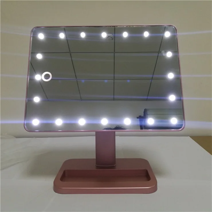 
Square Dimmable Led Lights Foldable Room Cosmetic Makeup Mirror With BLUE TOOTH SPEAKER 