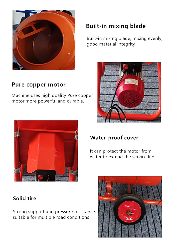 Small Concrete Household Hand Push Mobile Drum Mixer Mini Cement Mortar Mixer