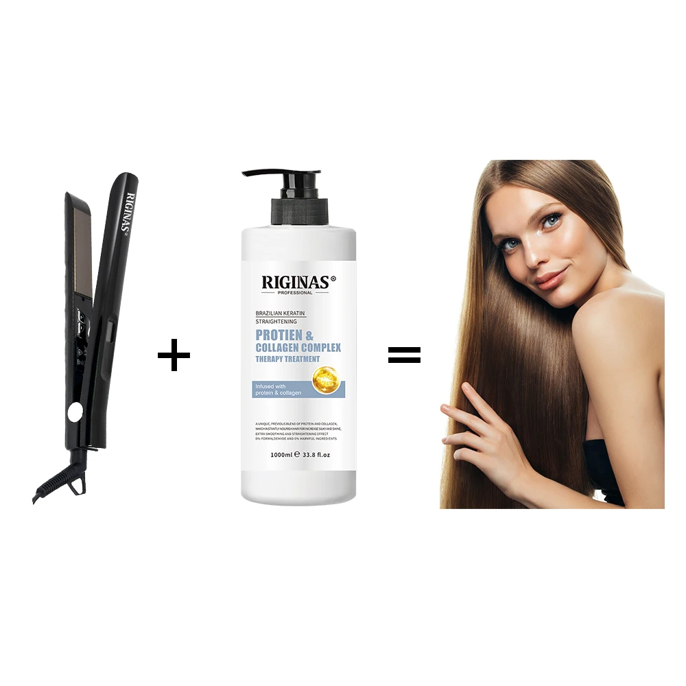 Riginas Flat Iron with Custom Logo Popular Hair Straightener Ceramic Professional Flat Iron