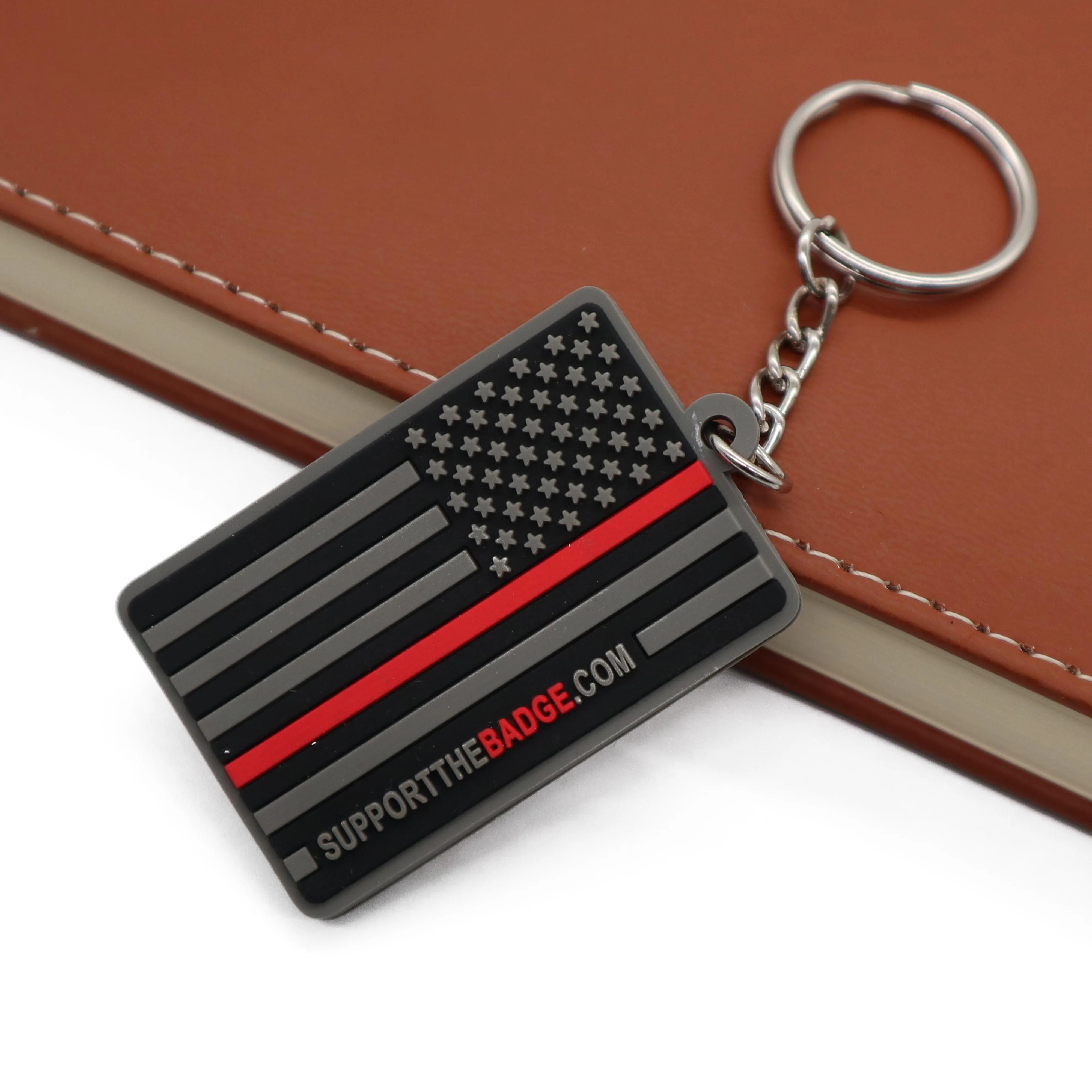 Free Mold Thin Blue Line US America Usa Flag Patch Soft 3D Rubber Custom Pvc Patch With Free Sample