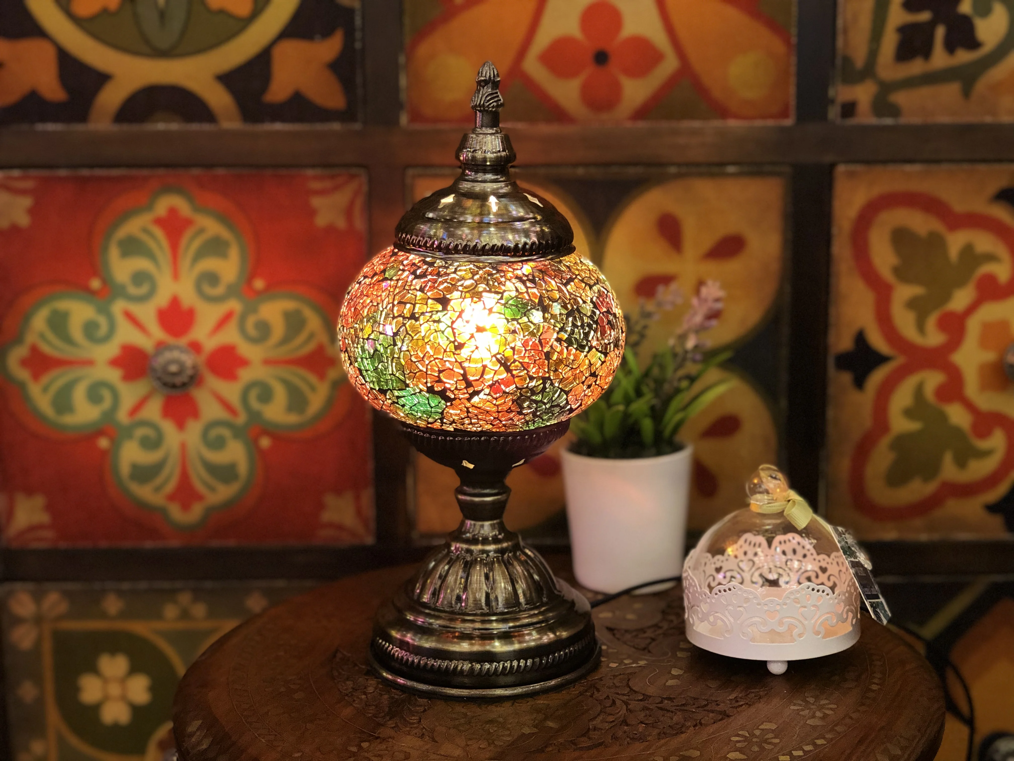 Marrakech Hot Sale Romantic Decoration Handmade Glass Turkish Desk Lamp Mosaic Lamp Table Glass Mosaic Lamp