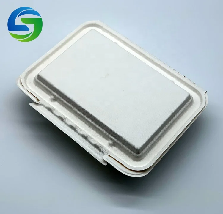 6 x 9 Inch Eco-Friendly biodegradable disposable sugarcane bagasse packing food container Food Delivery Box