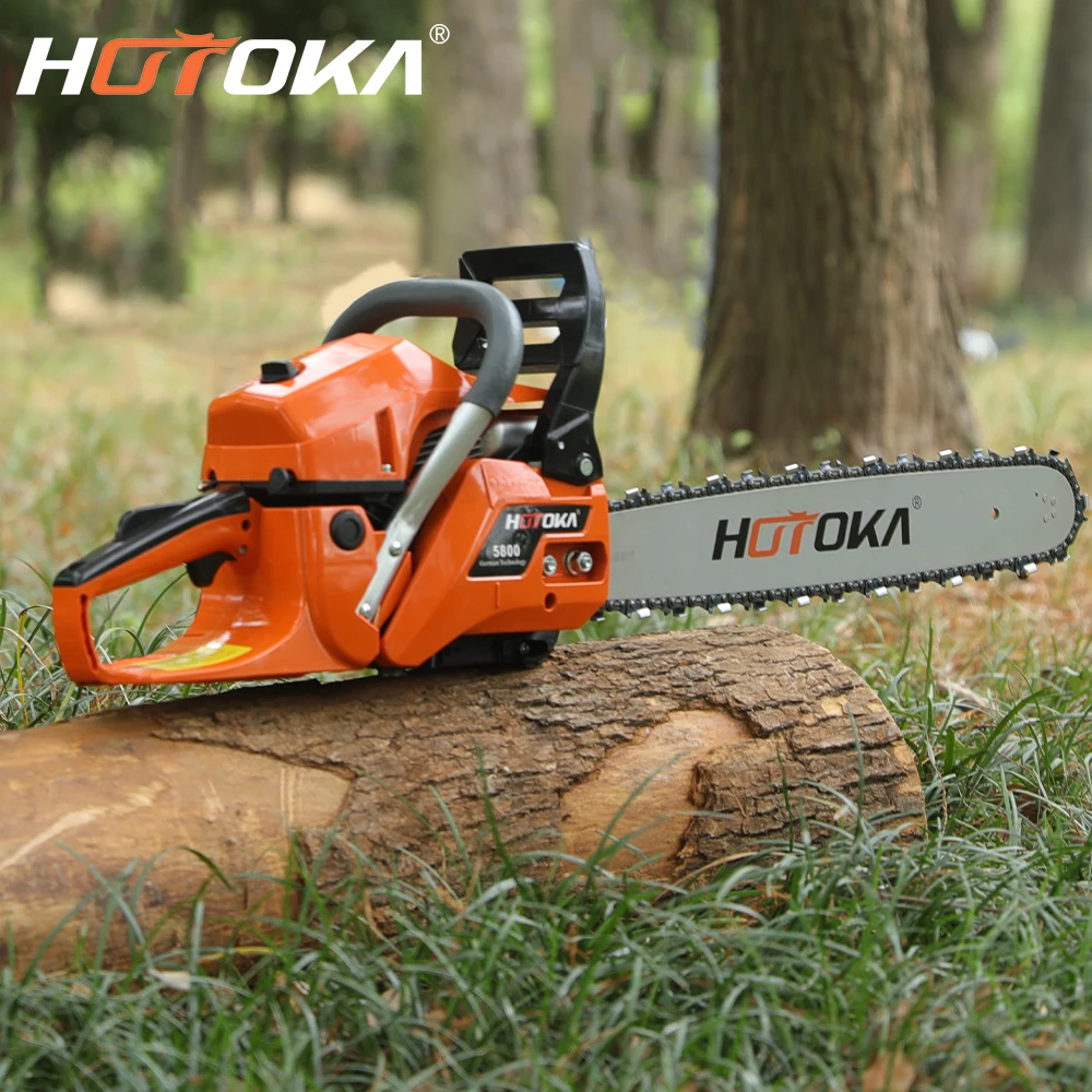 HOTOKA 5800 gasoline chainsaw wood cutting machine price petrol motosierra 58cc professional chain saw for sale