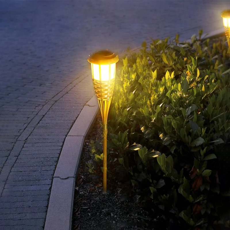 New bamboo pole flame bamboo torch solar garden decoration led light
