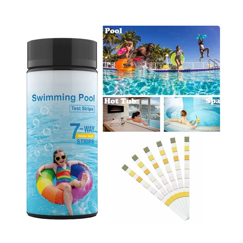 Professional 7 in 1 Swimming Pool Water Test Strips Flexible and Durable Strips For Water pH Chlorine Test Paper