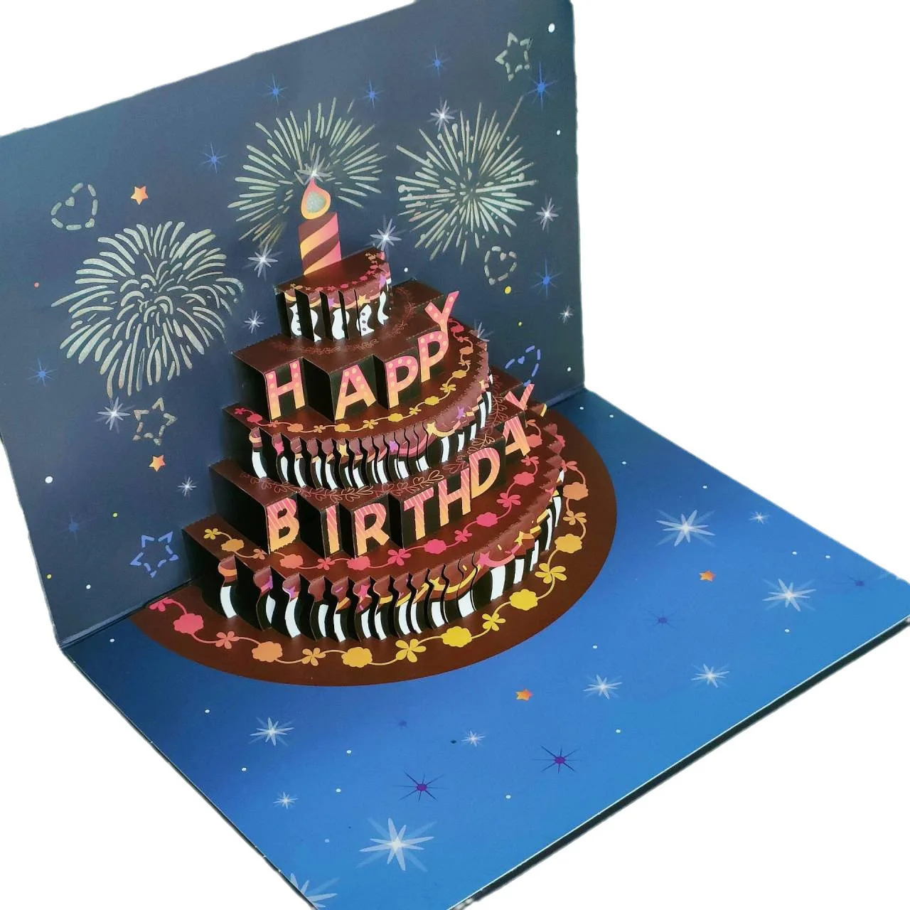 Оптовая продажа Заводская печать музыкальные открытки на день рождения со светом и музыкой поздравительные звуком