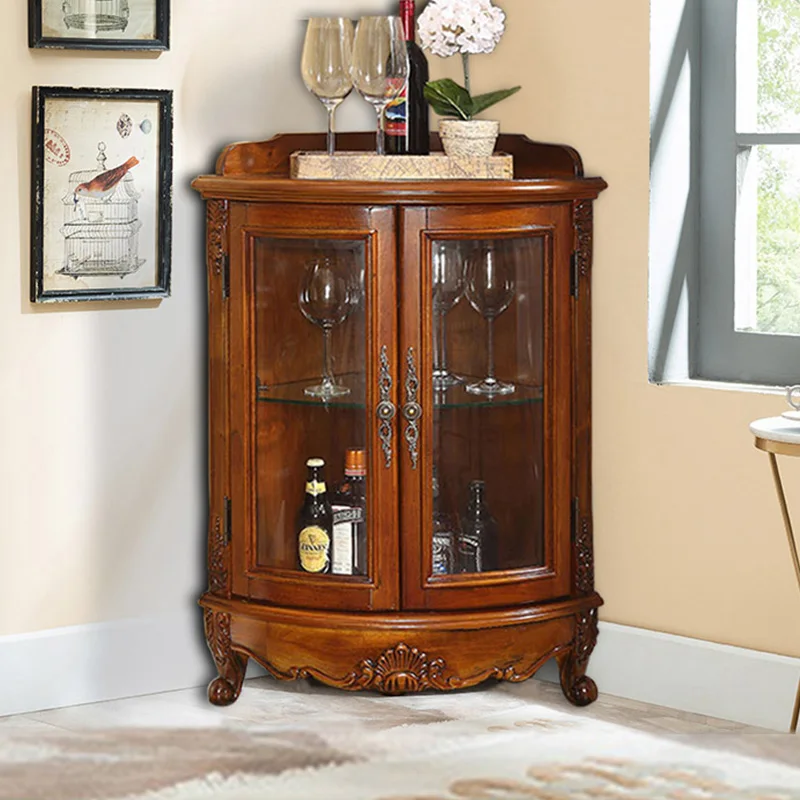 Hot selling home bar furniture corner wine cabinet  living room storage cabinet wooden corner home bar wine cabinet