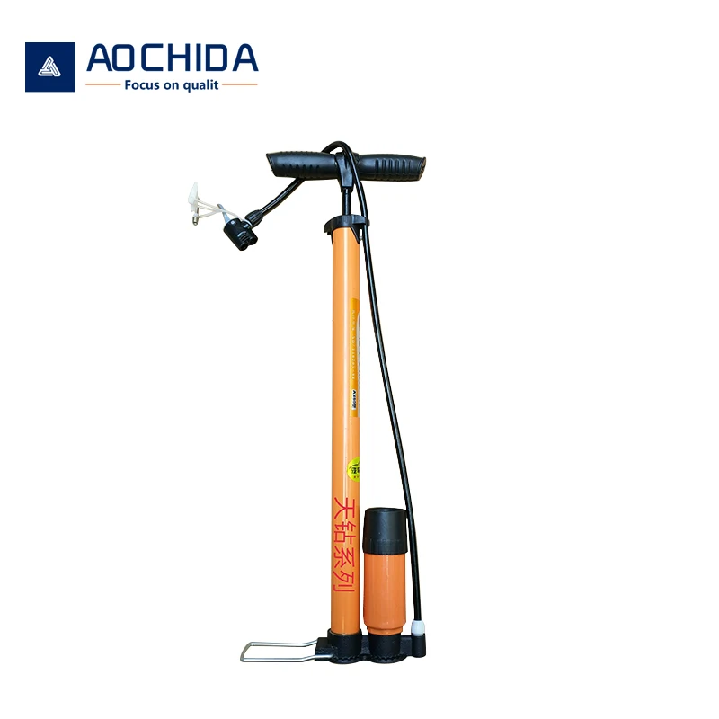 Fine tire inflator bicycle pump with gas meter and high pressure air bag