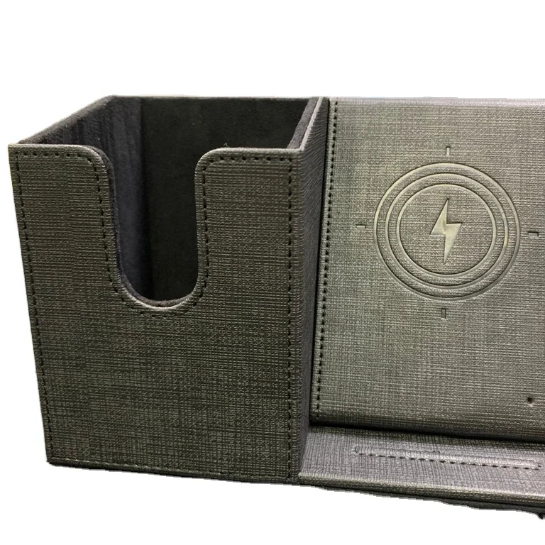 Fast Wireless Charger and Desk Organizer pen holder Wireless Charging Deck Box Compatible with Phone