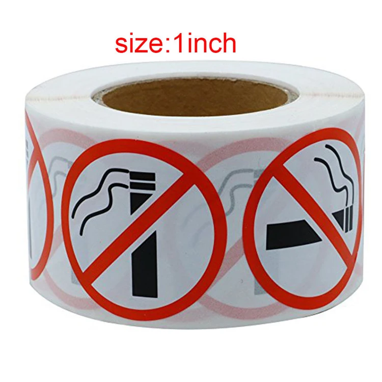 
Custom chemical adhesive label sticker roll No smoking printed label paper 