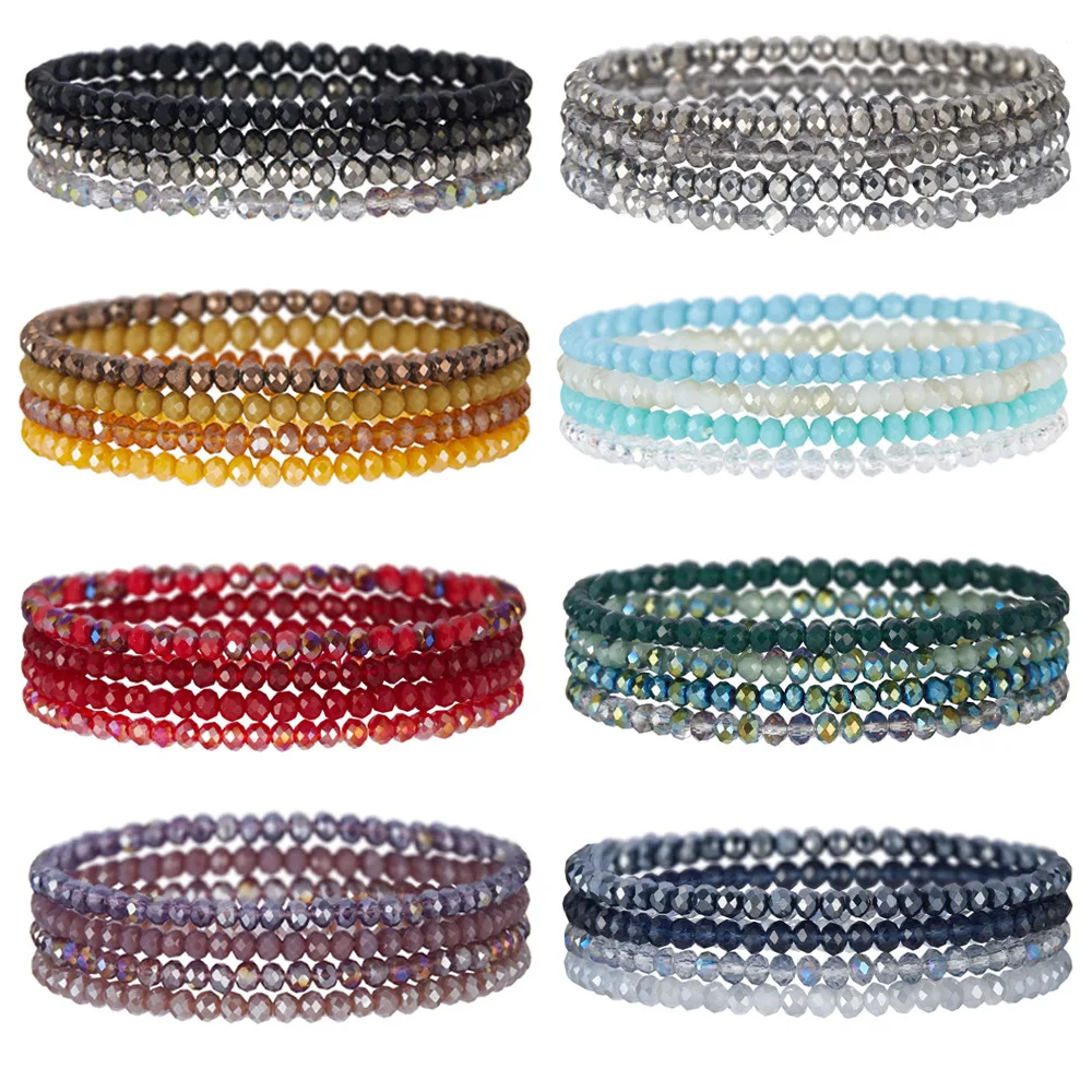 New Fashion Bulk Bohemian Style Elastic Adjustable Bracelet Set Simple Beaded Bracelet For Girls